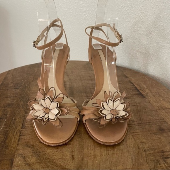 Via Spiga Floral Sandals Heels Leather - Picture 2 of 9